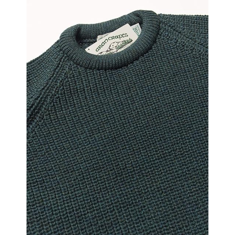 Men's Fisherman's Ribbed Crew Neck Sweater Moss